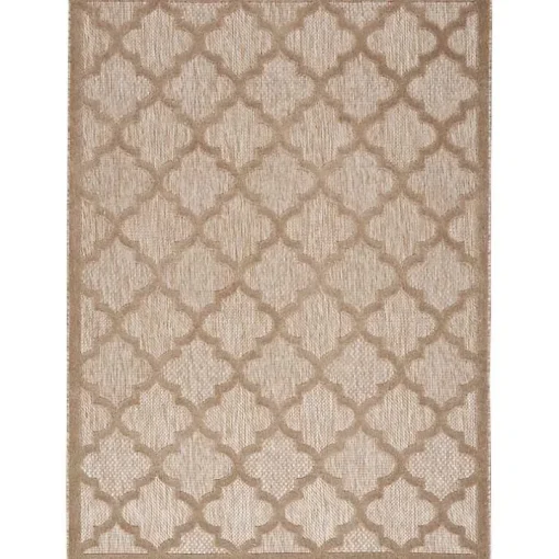 Beige Trellis Indoor/Outdoor Area Rug, 5x7