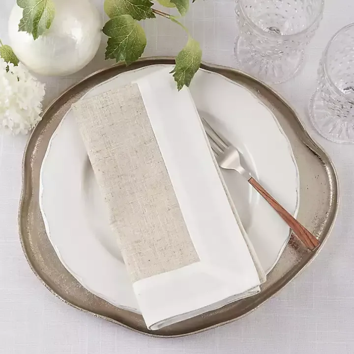 Beige Two-Tone Border 4-pc. Napkin Set