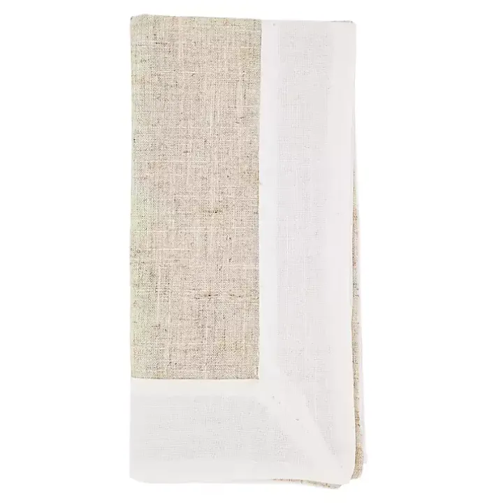 Beige Two-Tone Border 4-pc. Napkin Set