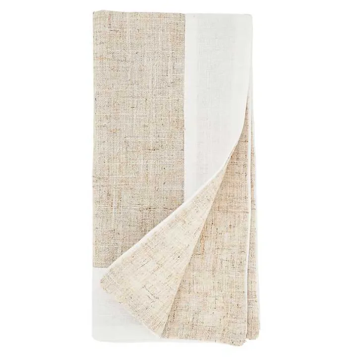 Beige Two-Tone Border 4-pc. Napkin Set