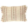 Beige Woven Red Stripes Lumbar Pillow