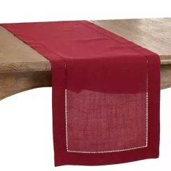 Berry Red Hemstitch Border Table Runner