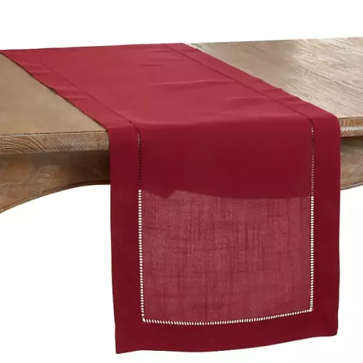 Berry Red Hemstitch Border Table Runner