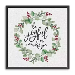Berry Wreath Be Joyful Framed Canvas Art Print