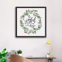 Berry Wreath Be Joyful Framed Canvas Art Print