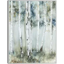 Birch Blue Forest Framed Canvas Art Print