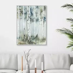 Birch Blue Forest Framed Canvas Art Print
