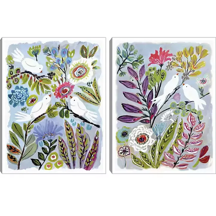 Bird Love Framed Canvas Art Prints, Set of 2