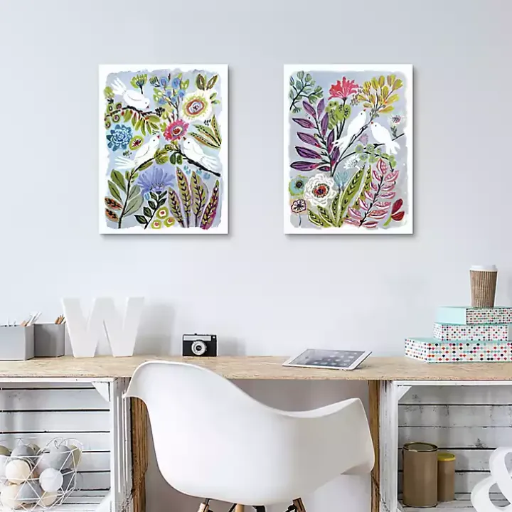 Bird Love Framed Canvas Art Prints, Set of 2