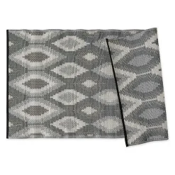 Black & Gray Diamond Stripe Outdoor Area Rug, 4x6