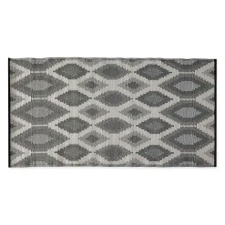 Black & Gray Diamond Stripe Outdoor Area Rug, 4x6