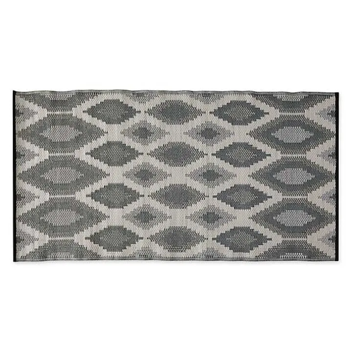 Black & Gray Diamond Stripe Outdoor Area Rug, 4x6