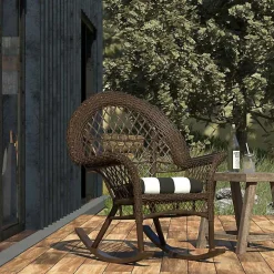 Black & White Awning Stripe Outdoor Chair Cushion