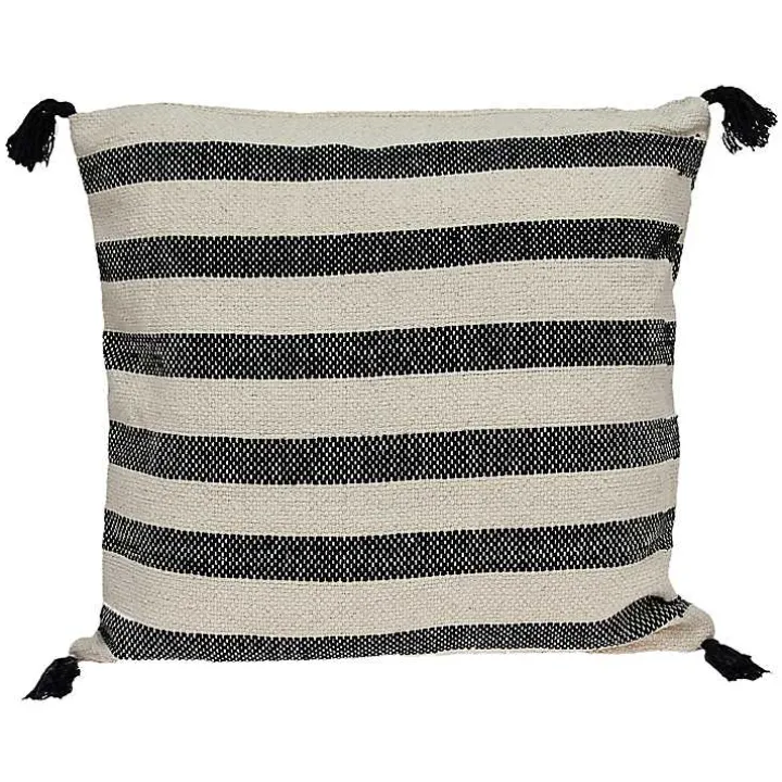 Black & White Bungalow Stripe Throw Pillow