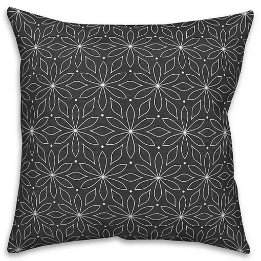 Black & White Floral Indoor/Outdoor Pillow