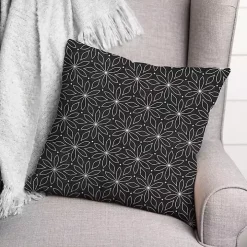 Black & White Floral Indoor/Outdoor Pillow