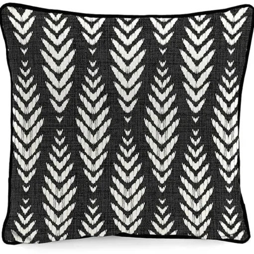 Black & White Geometric Leaves Outdoor Pillow