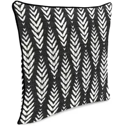 Black & White Geometric Leaves Outdoor Pillow