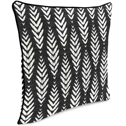 Black & White Geometric Leaves Outdoor Pillow
