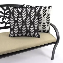 Black & White Geometric Leaves Outdoor Pillow