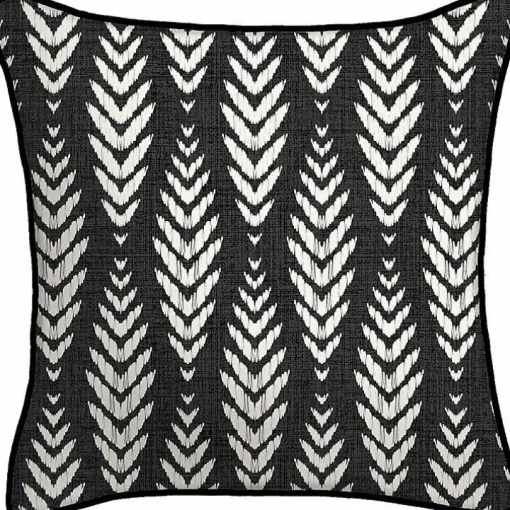 Black & White Geometric Leaves Outdoor Pillow