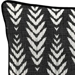 Black & White Geometric Leaves Outdoor Pillow