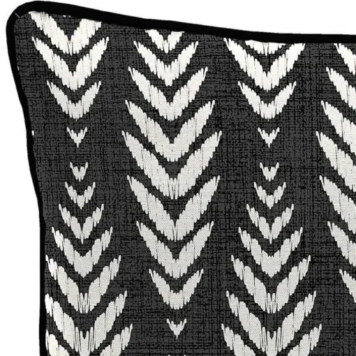 Black & White Geometric Leaves Outdoor Pillow