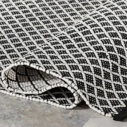 Black & White Trellis Indoor/Outdoor Rug, 4x6