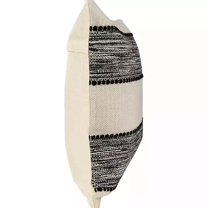 Black and Cream Textured Indoor/Outdoor Pillow