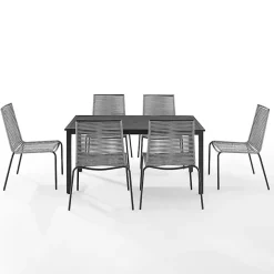 Black and Gray Rope 7-pc. Outdoor Dining Set