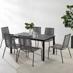 Black and Gray Rope 7-pc. Outdoor Dining Set