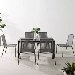 Black and Gray Rope 7-pc. Outdoor Dining Set