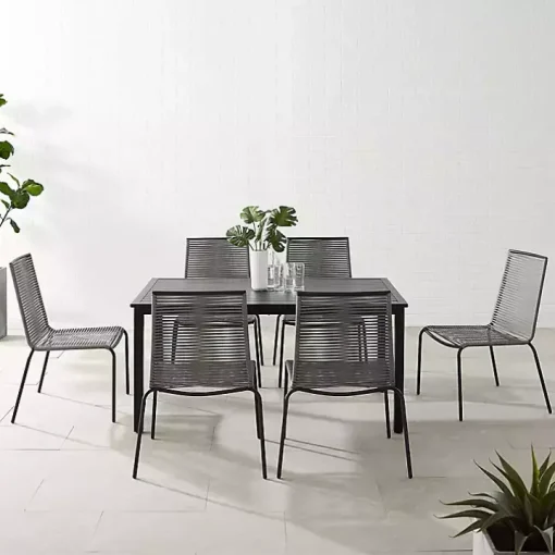 Black and Gray Rope 7-pc. Outdoor Dining Set