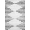 Black and Ivory Diamond Washable Area Rug, 3x5