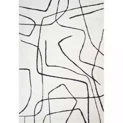 Black and Ivory Monotone Geo Area Rug, 5x7