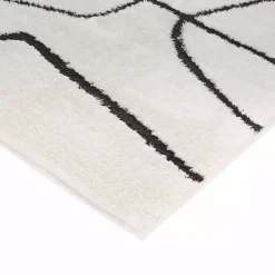 Black and Ivory Monotone Geo Area Rug, 5x7