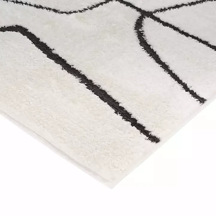 Black and Ivory Monotone Geo Area Rug, 5x7