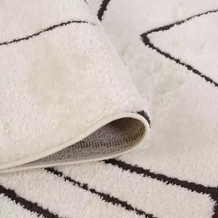 Black and Ivory Monotone Geo Area Rug, 5x7