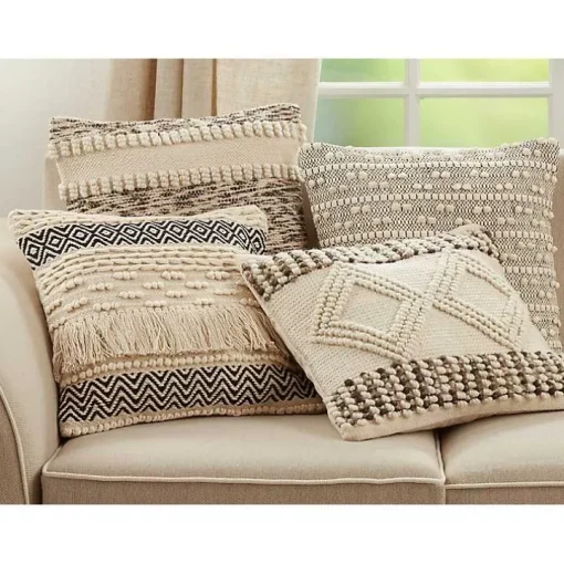 Black and Ivory Moroccan Textured Pillow