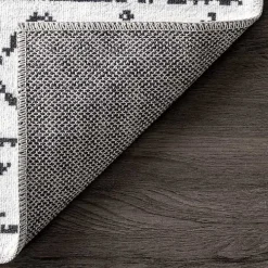 Black and Ivory Moroccan Washable Area Rug, 3x5