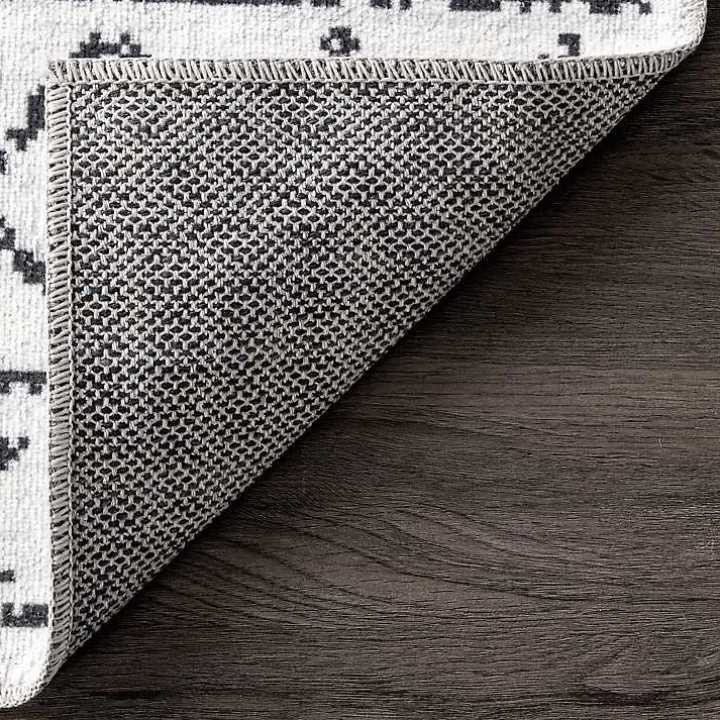 Black and Ivory Moroccan Washable Area Rug, 3x5