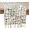 Black and Ivory Woven Stripe Table Runner