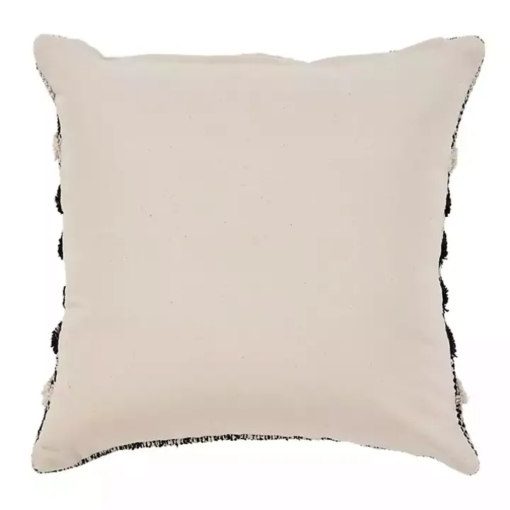 Black and Metallic Fringe Textured Pillow