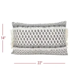 Black and White Boho Print Lumbar Pillow