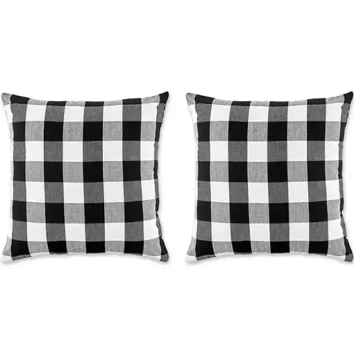 Black and White Checkered Pillow Covers, Set of 2