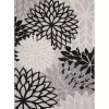 Black and White Floral Outdoor Area Rug, 7x10