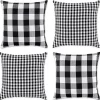 Black and White Gingham Pillow Covers, Set of 4
