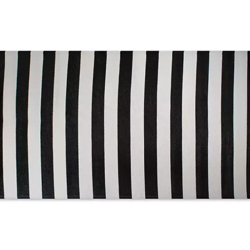 Black and White Rugby Stripe Outdoor Area Rug, 5x8