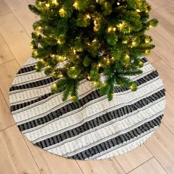 Black and White Striped Fringe Tree Skirt