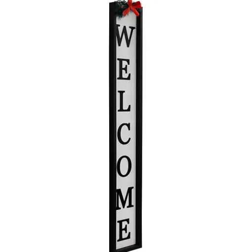 Black and White Welcome Christmas Porch Board